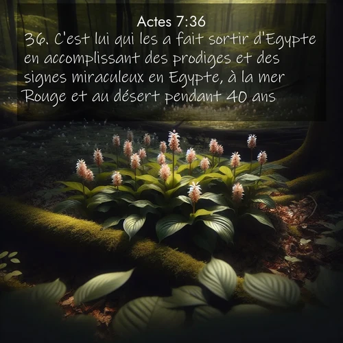 Segond21 Actes  ; image nature: image avec le verset biblique :C&#039;est lui qui les a fait sortir d&#039;Egypte en accomplissant des prodiges et des signes miraculeux en Egypte, à la mer Rouge et au désert pendant 40 ans. ;  ; 7:36