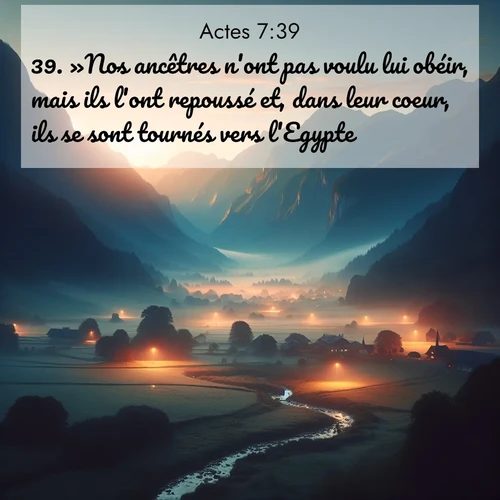 Segond21 Actes  ; image nature: image avec le verset biblique :»Nos ancêtres n&#039;ont pas voulu lui obéir, mais ils l&#039;ont repoussé et, dans leur coeur, ils se sont tournés vers l&#039;Egypte ;  ; 7:39