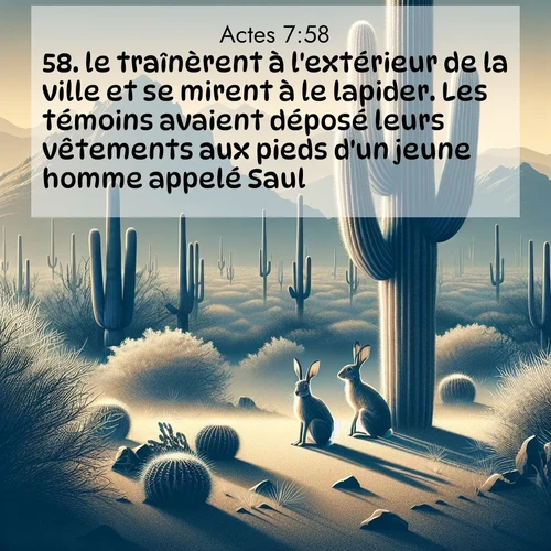Segond21 Actes  ; image nature: image avec le verset biblique :le traînèrent à l&#039;extérieur de la ville et se mirent à le lapider. Les témoins avaient déposé leurs vêtements aux pieds d&#039;un jeune homme appelé Saul. ;  ; 7:58