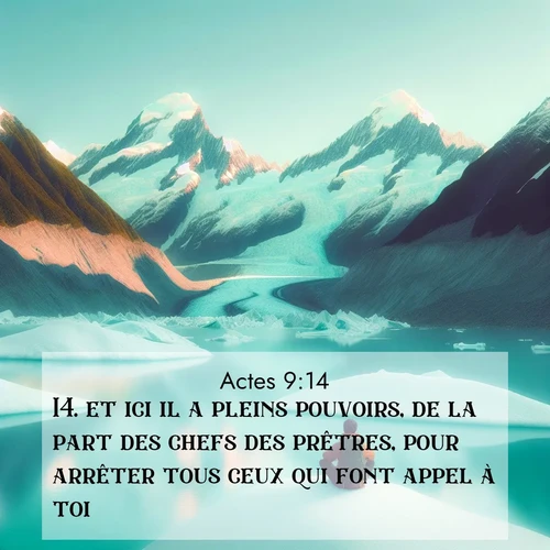 Segond21 Actes  ; image nature: image avec le verset biblique :et ici il a pleins pouvoirs, de la part des chefs des prêtres, pour arrêter tous ceux qui font appel à toi.» ;  ; 9:14
