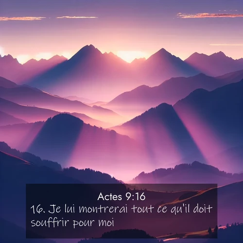 Segond21 Actes  ; image nature: image avec le verset biblique :Je lui montrerai tout ce qu&#039;il doit souffrir pour moi.» ;  ; 9:16