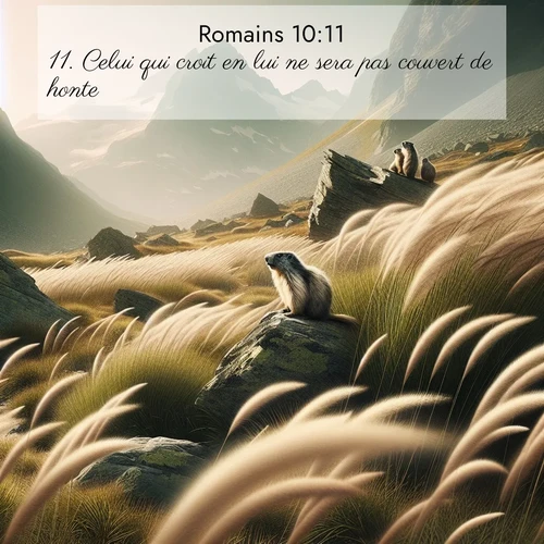 Segond21 Romains  ; image nature: image avec le verset biblique :Celui qui croit en lui ne sera pas couvert de honte. ;  ; 10:11