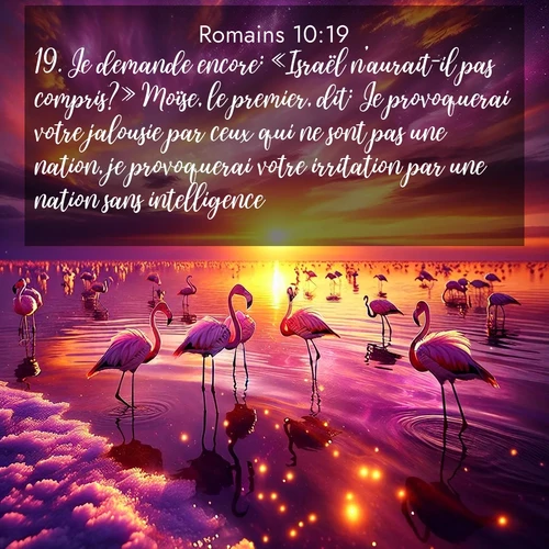 Segond21 Romains  ; image nature: image avec le verset biblique :Je demande encore: «Israël n&#039;aurait-il pas compris?» Moïse, le premier, dit: Je provoquerai votre jalousie par ceux qui ne sont pas une nation, je provoquerai votre irritation par une nation sans intelligence. ;  ; 10:19