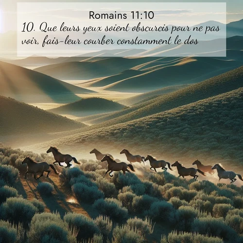 Segond21 Romains  ; image nature: image avec le verset biblique :Que leurs yeux soient obscurcis pour ne pas voir, fais-leur courber constamment le dos! ;  ; 11:10