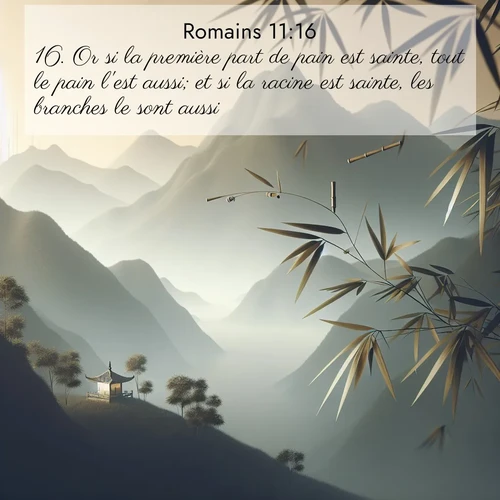 Segond21 Romains  ; image nature: image avec le verset biblique :Or si la première part de pain est sainte, tout le pain l&#039;est aussi; et si la racine est sainte, les branches le sont aussi. ;  ; 11:16