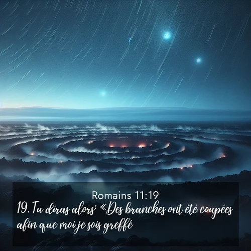Segond21 Romains  ; image nature: image avec le verset biblique :Tu diras alors: «Des branches ont été coupées afin que moi je sois greffé.» ;  ; 11:19