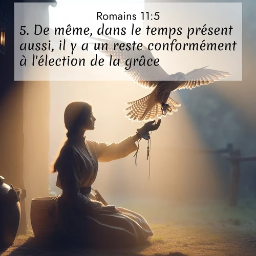 Segond21 Romains  ; image nature: image avec le verset biblique :De même, dans le temps présent aussi, il y a un reste conformément à l&#039;élection de la grâce. ;  ; 11:5