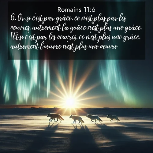 Segond21 Romains  ; image nature: image avec le verset biblique :Or, si c&#039;est par grâce, ce n&#039;est plus par les oeuvres, autrement la grâce n&#039;est plus une grâce. [Et si c&#039;est par les oeuvres, ce n&#039;est plus une grâce, autrement l&#039;oeuvre n&#039;est plus une oeuvre.] ;  ; 11:6