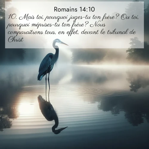 Segond21 Romains  ; image nature: image avec le verset biblique :Mais toi, pourquoi juges-tu ton frère? Ou toi, pourquoi méprises-tu ton frère? Nous comparaîtrons tous, en effet, devant le tribunal de Christ, ;  ; 14:10