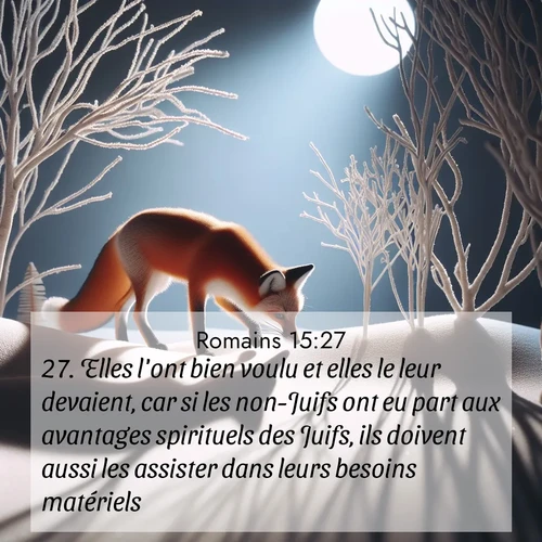 Segond21 Romains  ; image nature: image avec le verset biblique :Elles l&#039;ont bien voulu et elles le leur devaient, car si les non-Juifs ont eu part aux avantages spirituels des Juifs, ils doivent aussi les assister dans leurs besoins matériels. ;  ; 15:27