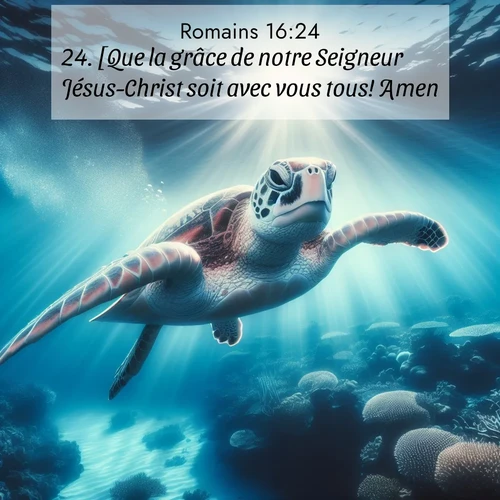 Segond21 Romains  ; image nature: image avec le verset biblique :[Que la grâce de notre Seigneur Jésus-Christ soit avec vous tous! Amen!] ;  ; 16:24