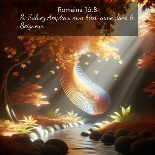 Segond21 Romains  ; image nature: image avec le verset biblique :Saluez Amplias, mon bien-aimé dans le Seigneur. ;  ; 16:8