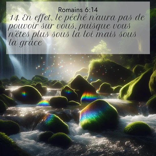 Segond21 Romains  ; image nature: image avec le verset biblique :En effet, le péché n&#039;aura pas de pouvoir sur vous, puisque vous n&#039;êtes plus sous la loi mais sous la grâce. ;  ; 6:14