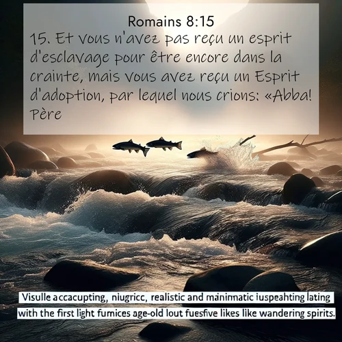 Segond21 Romains  ; image nature: image avec le verset biblique :Et vous n&#039;avez pas reçu un esprit d&#039;esclavage pour être encore dans la crainte, mais vous avez reçu un Esprit d&#039;adoption, par lequel nous crions: «Abba! Père!» ;  ; 8:15