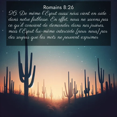 Segond21 Romains  ; image nature: image avec le verset biblique :De même l&#039;Esprit aussi nous vient en aide dans notre faiblesse. En effet, nous ne savons pas ce qu&#039;il convient de demander dans nos prières, mais l&#039;Esprit lui-même intercède [pour nous] par des soupirs que les mots ne peuvent exprimer. ;  ; 8:26