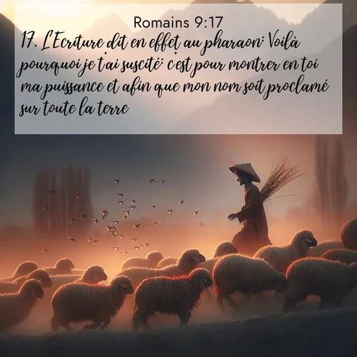 Segond21 Romains  ; image nature: image avec le verset biblique :L&#039;Ecriture dit en effet au pharaon: Voilà pourquoi je t&#039;ai suscité: c&#039;est pour montrer en toi ma puissance et afin que mon nom soit proclamé sur toute la terre. ;  ; 9:17
