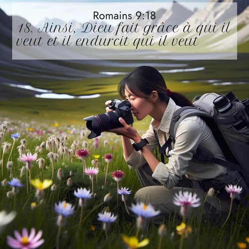 Segond21 Romains  ; image nature: image avec le verset biblique :Ainsi, Dieu fait grâce à qui il veut et il endurcit qui il veut. ;  ; 9:18