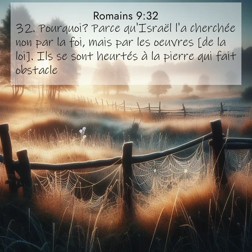 Segond21 Romains  ; image nature: image avec le verset biblique :Pourquoi? Parce qu&#039;Israël l&#039;a cherchée non par la foi, mais par les oeuvres [de la loi]. Ils se sont heurtés à la pierre qui fait obstacle, ;  ; 9:32