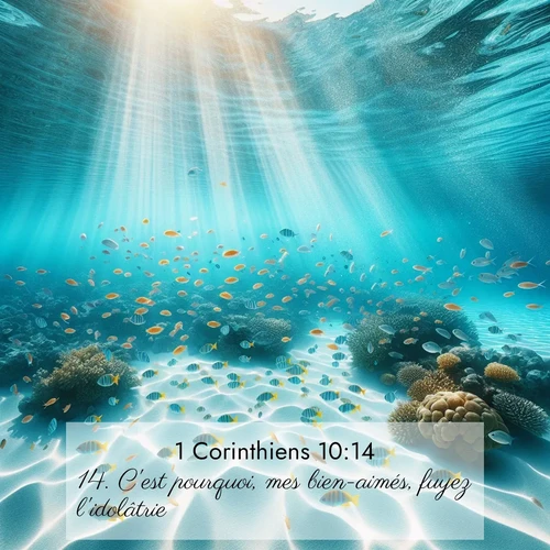 Segond21 1 Corinthiens  ; image nature: image avec le verset biblique :C&#039;est pourquoi, mes bien-aimés, fuyez l&#039;idolâtrie. ;  ; 10:14