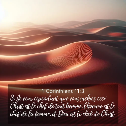 Segond21 1 Corinthiens  ; image nature: image avec le verset biblique :Je veux cependant que vous sachiez ceci: Christ est le chef de tout homme, l&#039;homme est le chef de la femme, et Dieu est le chef de Christ. ;  ; 11:3