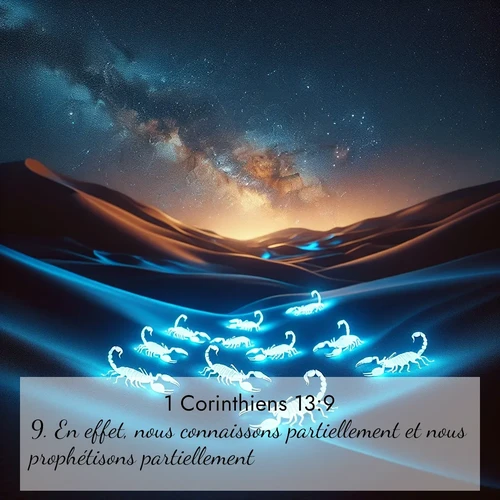 Segond21 1 Corinthiens  ; image nature: image avec le verset biblique :En effet, nous connaissons partiellement et nous prophétisons partiellement, ;  ; 13:9