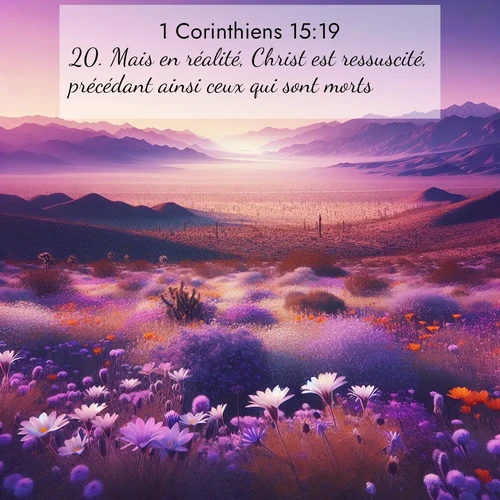 Segond21 1 Corinthiens  ; image nature: image avec le verset biblique :Mais en réalité, Christ est ressuscité, précédant ainsi ceux qui sont morts. ;  ; 15:19