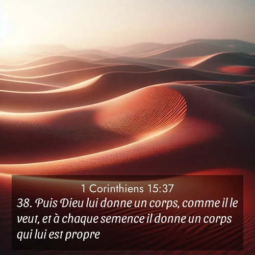 Segond21 1 Corinthiens  ; image nature: image avec le verset biblique :Puis Dieu lui donne un corps, comme il le veut, et à chaque semence il donne un corps qui lui est propre. ;  ; 15:37
