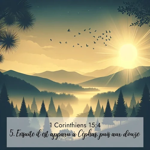 Segond21 1 Corinthiens  ; image nature: image avec le verset biblique :Ensuite il est apparu à Céphas, puis aux douze. ;  ; 15:4