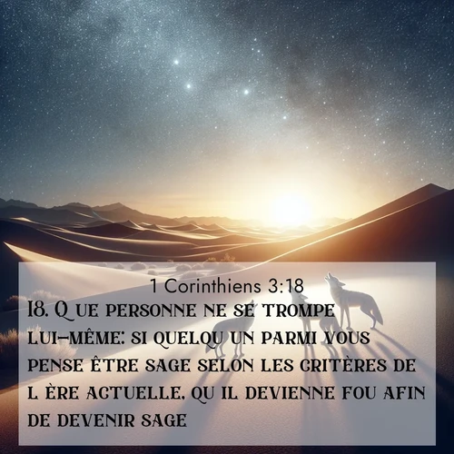 Segond21 1 Corinthiens  ; image nature: image avec le verset biblique :Que personne ne se trompe lui-même: si quelqu&#039;un parmi vous pense être sage selon les critères de l&#039;ère actuelle, qu&#039;il devienne fou afin de devenir sage, ;  ; 3:18