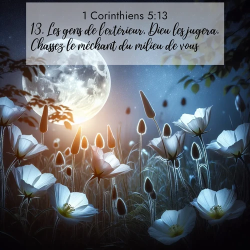 Segond21 1 Corinthiens  ; image nature: image avec le verset biblique :Les gens de l&#039;extérieur, Dieu les jugera. Chassez le méchant du milieu de vous. ;  ; 5:13