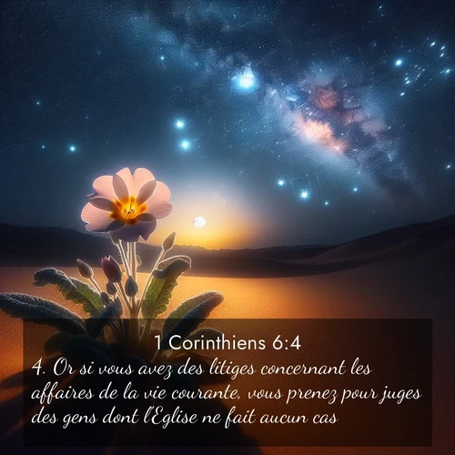 Segond21 1 Corinthiens  ; image nature: image avec le verset biblique :Or si vous avez des litiges concernant les affaires de la vie courante, vous prenez pour juges des gens dont l&#039;Eglise ne fait aucun cas! ;  ; 6:4