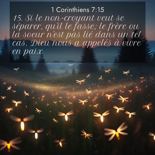 Segond21 1 Corinthiens  ; image nature: image avec le verset biblique :Si le non-croyant veut se séparer, qu&#039;il le fasse; le frère ou la soeur n&#039;est pas lié dans un tel cas. Dieu nous a appelés à vivre en paix. ;  ; 7:15