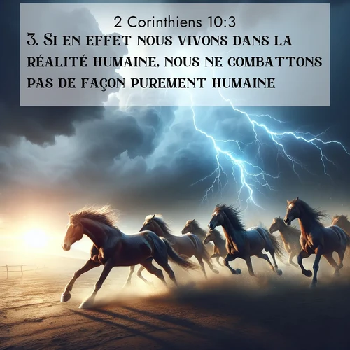 Segond21 2 Corinthiens  ; image nature: image avec le verset biblique :Si en effet nous vivons dans la réalité humaine, nous ne combattons pas de façon purement humaine. ;  ; 10:3