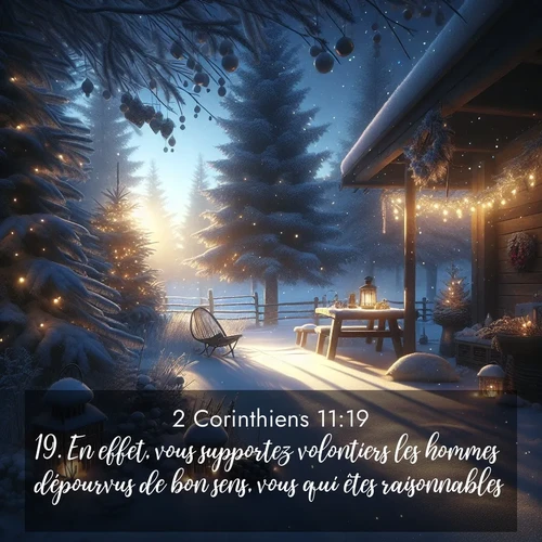 Segond21 2 Corinthiens  ; image nature: image avec le verset biblique :En effet, vous supportez volontiers les hommes dépourvus de bon sens, vous qui êtes raisonnables: ;  ; 11:19