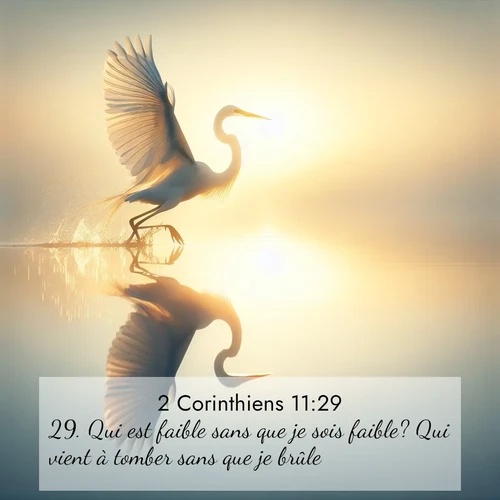 Segond21 2 Corinthiens  ; image nature: image avec le verset biblique :Qui est faible sans que je sois faible? Qui vient à tomber sans que je brûle? ;  ; 11:29