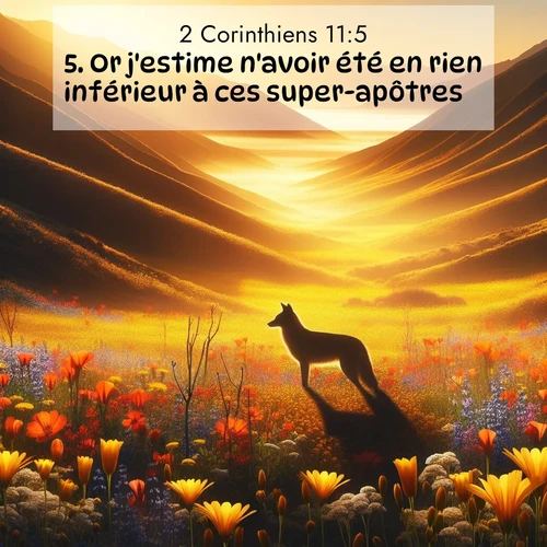 Segond21 2 Corinthiens  ; image nature: image avec le verset biblique :Or j&#039;estime n&#039;avoir été en rien inférieur à ces super-apôtres. ;  ; 11:5