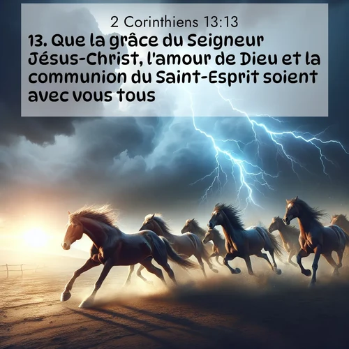 Segond21 2 Corinthiens  ; image nature: image avec le verset biblique :Que la grâce du Seigneur Jésus-Christ, l&#039;amour de Dieu et la communion du Saint-Esprit soient avec vous tous! ;  ; 13:13