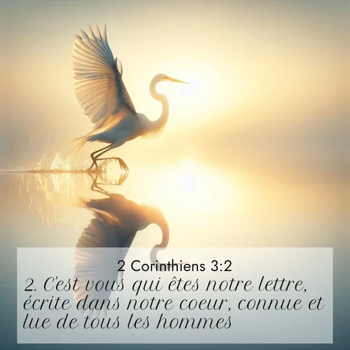 Segond21 2 Corinthiens  ; image nature: image avec le verset biblique :C&#039;est vous qui êtes notre lettre, écrite dans notre coeur, connue et lue de tous les hommes. ;  ; 3:2