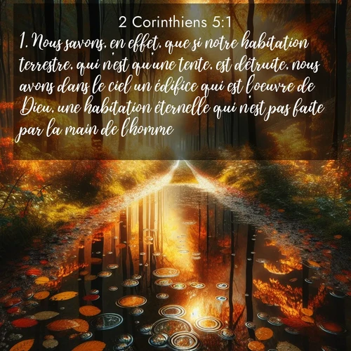 Segond21 2 Corinthiens  ; image nature: image avec le verset biblique :Nous savons, en effet, que si notre habitation terrestre, qui n&#039;est qu&#039;une tente, est détruite, nous avons dans le ciel un édifice qui est l&#039;oeuvre de Dieu, une habitation éternelle qui n&#039;est pas faite par la main de l&#039;homme. ;  ; 5:1