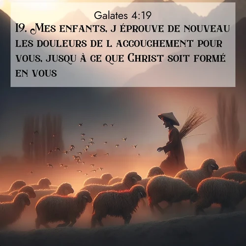 Segond21 Galates  ; image nature: image avec le verset biblique :Mes enfants, j&#039;éprouve de nouveau les douleurs de l&#039;accouchement pour vous, jusqu&#039;à ce que Christ soit formé en vous. ;  ; 4:19