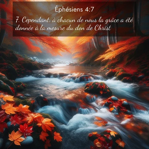 Segond21 Éphésiens  ; image nature: image avec le verset biblique :Cependant, à chacun de nous la grâce a été donnée à la mesure du don de Christ. ;  ; 4:7