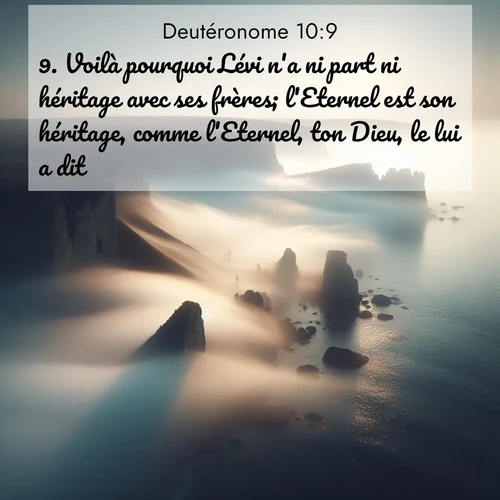 Segond21 Deutéronome  ; image nature: image avec le verset biblique :Voilà pourquoi Lévi n&#039;a ni part ni héritage avec ses frères; l&#039;Eternel est son héritage, comme l&#039;Eternel, ton Dieu, le lui a dit. ;  ; 10:9