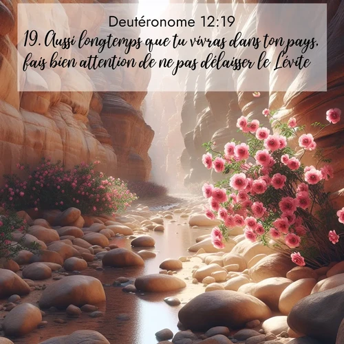Segond21 Deutéronome  ; image nature: image avec le verset biblique :Aussi longtemps que tu vivras dans ton pays, fais bien attention de ne pas délaisser le Lévite. ;  ; 12:19