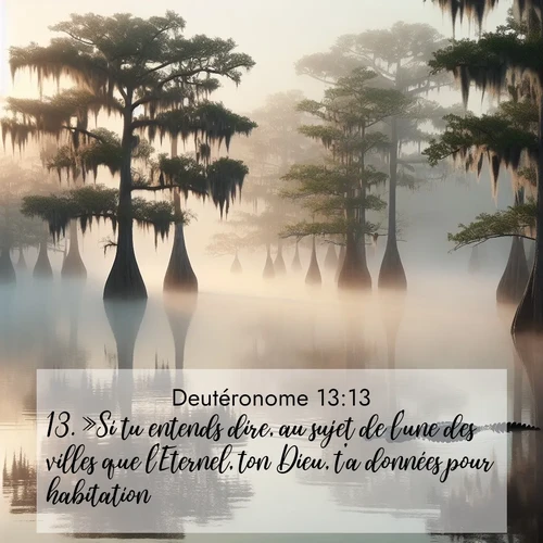 Segond21 Deutéronome  ; image nature: image avec le verset biblique :»Si tu entends dire, au sujet de l&#039;une des villes que l&#039;Eternel, ton Dieu, t&#039;a données pour habitation, ;  ; 13:13