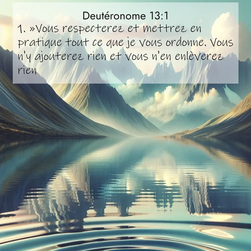 Segond21 Deutéronome  ; image nature: image avec le verset biblique :»Vous respecterez et mettrez en pratique tout ce que je vous ordonne. Vous n&#039;y ajouterez rien et vous n&#039;en enlèverez rien. ;  ; 13:1