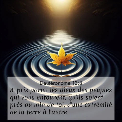 Segond21 Deutéronome  ; image nature: image avec le verset biblique :pris parmi les dieux des peuples qui vous entourent, qu&#039;ils soient près ou loin de toi, d&#039;une extrémité de la terre à l&#039;autre, ;  ; 13:8