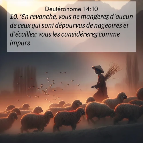 Segond21 Deutéronome  ; image nature: image avec le verset biblique :En revanche, vous ne mangerez d&#039;aucun de ceux qui sont dépourvus de nageoires et d&#039;écailles; vous les considérerez comme impurs. ;  ; 14:10