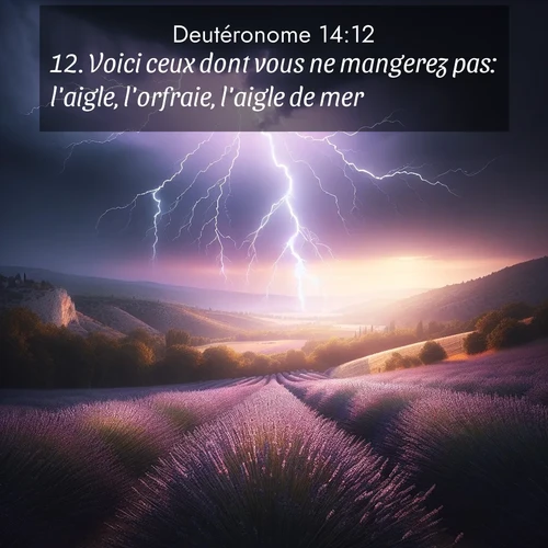 Segond21 Deutéronome  ; image nature: image avec le verset biblique :Voici ceux dont vous ne mangerez pas: l&#039;aigle, l&#039;orfraie, l&#039;aigle de mer, ;  ; 14:12