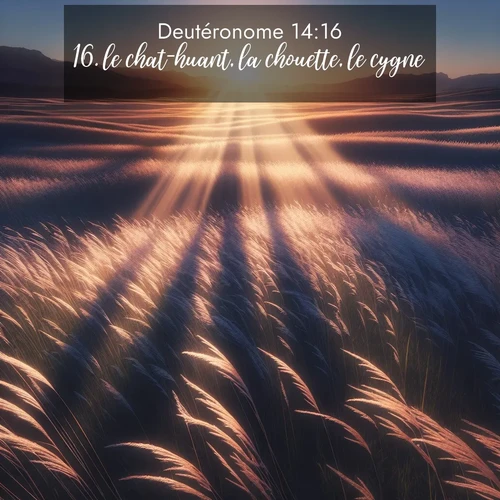 Segond21 Deutéronome  ; image nature: image avec le verset biblique :le chat-huant, la chouette, le cygne, ;  ; 14:16