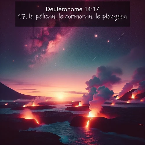 Segond21 Deutéronome  ; image nature: image avec le verset biblique :le pélican, le cormoran, le plongeon, ;  ; 14:17